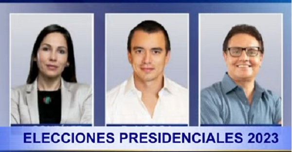 Luisa González, Daniel Noboa y el asesinado candidato Fernando Villavicencio, los más votados en las elecciones de este domingo. Imagen de Internet