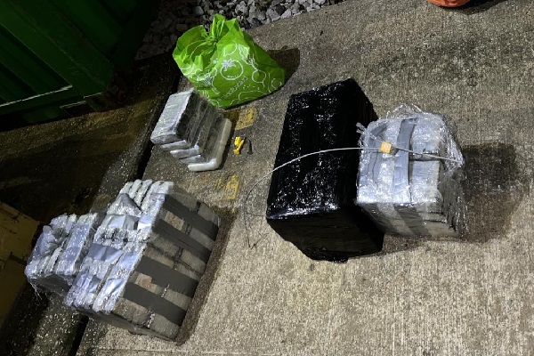 La droga estaba embalada en plástico transparente y otras en bolsas negras, forradas con cinta adhesiva, en su mayoría de forma rectangular en color gris. Foto. Diomedes Sánchez