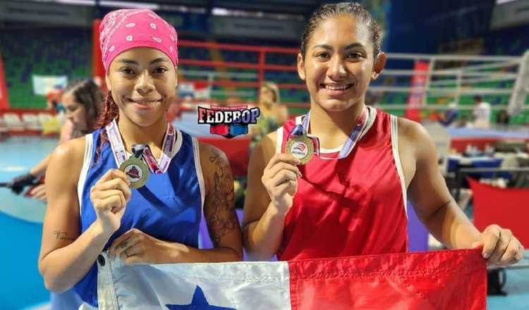 Yulieth Hinestroza (izq.)  y Kiria Cortés, dos pugilistas que forman parte del seleccionado panameño de boxeo aficionado. Foto: Fedebop