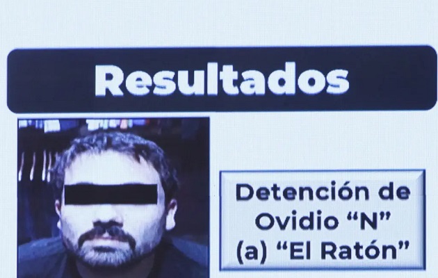 Vista de la ficha con la que se anunció en enero de 2023 la detención de Ovidio Guzmán. Foto: EFE