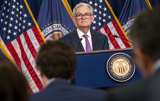 El presidente de la Reserva Federal de EE.UU. (Fed), Jerome Powell, habla durante una conferencia, esta semana. Foto: EFE