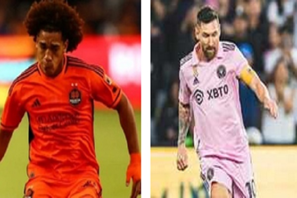 Adalberto 'Coco' Carrasquilla del Dynamo (izq.) y Messi del Inter Miami.