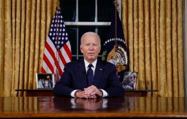 El presidente de Estados Unidos, Joe Biden, pronunció un discurso desde el Despacho Oval. Foto: EFE