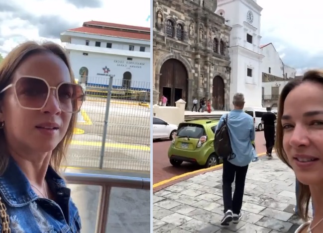 Adamari López durante su visita por el Canal de Panamá y el Casco Antiguo. Fotos: TikTok