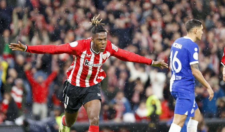El centrocampista Nico William festeja el segundo gol del Athletic Club ante Atlético Madrid. Foto: Foto: EFE