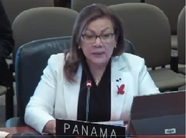 Intervención de María Roquebert en el Consejo Permanente de la OEA. Foto: Internet