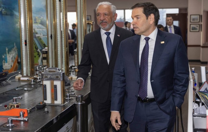 Ricaurte Vásquez junto a Marco Rubio en las esclusas del Canal. Foto: Cortesía