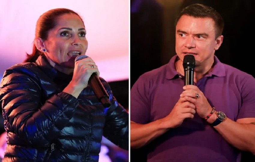 Luisa González, candidata del correísmo a la Presidencia de Ecuador, y Daniel Noboa, presidente de Ecuador. Foto: EFE