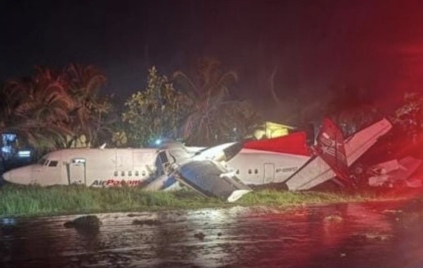 El aterrizaje se produjo en medio de la lluvia. Foto: Cortesía 
