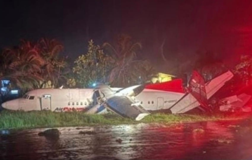 El aterrizaje se produjo en medio de la lluvia. Foto: Cortesía 