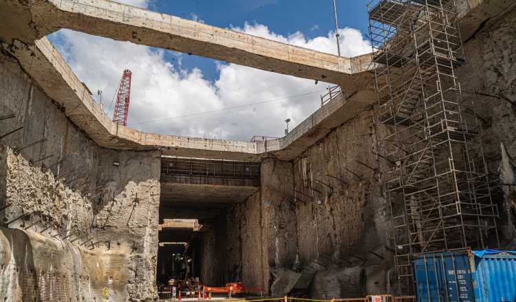 Construcción soterrada que unirá al túnel submarino con otro a nivel que saldrá por la futura estación de Panamá Pacífico. Archivo
