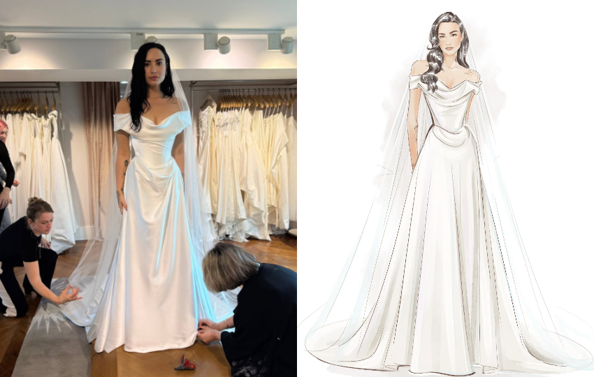 Demi Lovato lució un vestido de novia personalizado de Vivienne Westwood. Fotos: Demi Lovato / Vivienne Westwood
