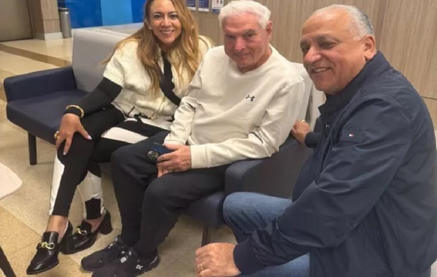 Luis Eduardo Camacho y Jessica Canto, junto al exmandatario. Foto: Redes Sociales