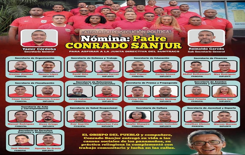 Nómina del Suntracs. Foto: Cortesía