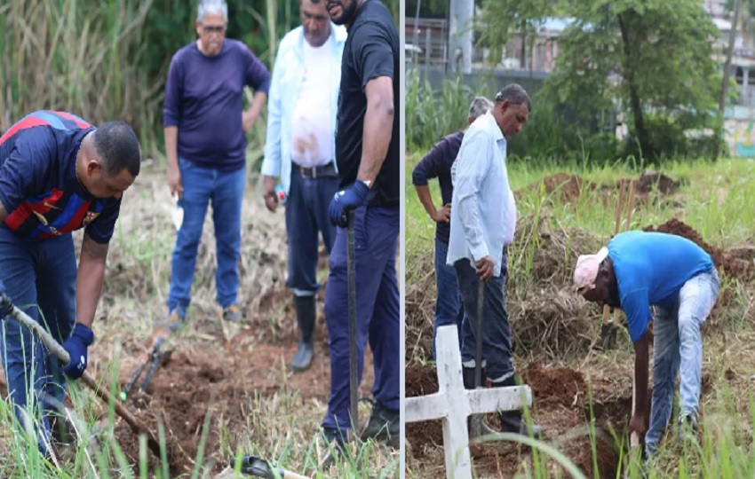 Mientras ubicaban la sepultura de Eric Abdiel Bonilla Terrero. Foto: Comisión 20 de Diciembre