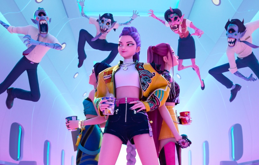 Las superestrellas del K-pop usan sus identidades secretas para proteger a sus fanáticos. Foto: Netflix Las superestrellas del K-pop usan sus identidades secretas para proteger a sus fanáticos. Foto: Netflix