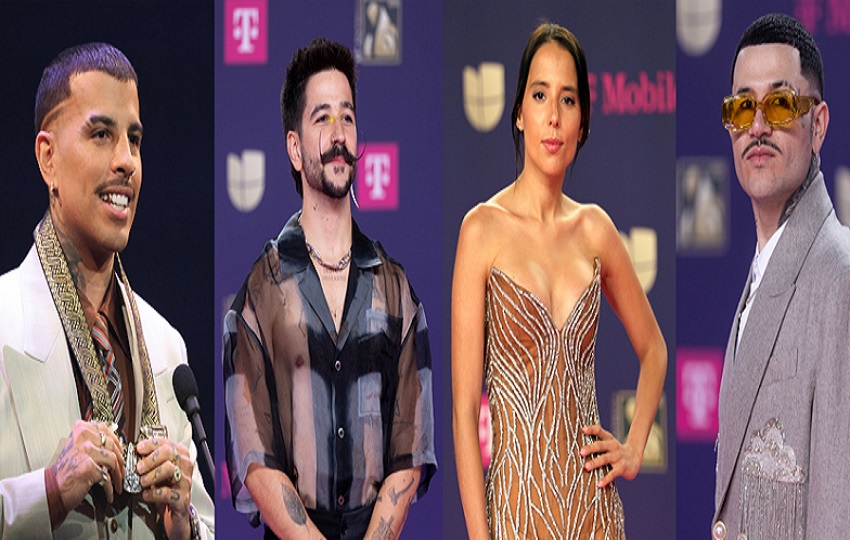 Rauw Alejandro (i), Camilo (2-i), Majo Aguilar (2-d) y Kapo (d). EFE/ ARCHIVO