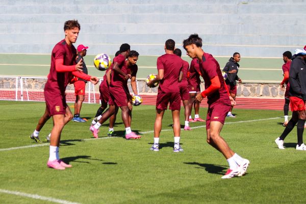 Jugadores de Panamá, durante los entrenamientos previo al partido ante Ucrania. Foto: FPF