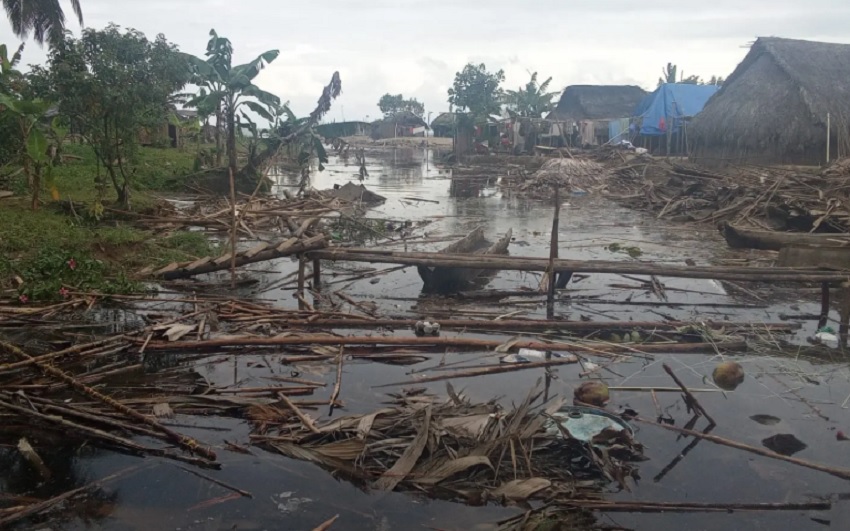 La comunidad indígena Guna de Ukupa, en Panamá, durante una inundación en diciembre de 2024. Human Right Watch / Emigdio Morris La comunidad indígena Guna de Ukupa, en Panamá, durante una inundación en diciembre de 2024. Human Right Watch / Emigdio Morris