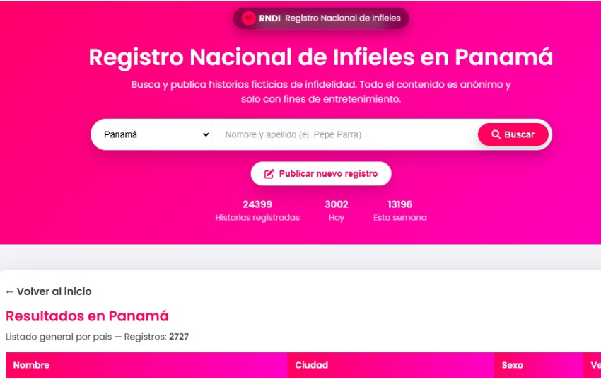 Registro de Panamá. Foto: Captura del sitio 'web' Registro de Panamá. Foto: Captura del sitio 'web'