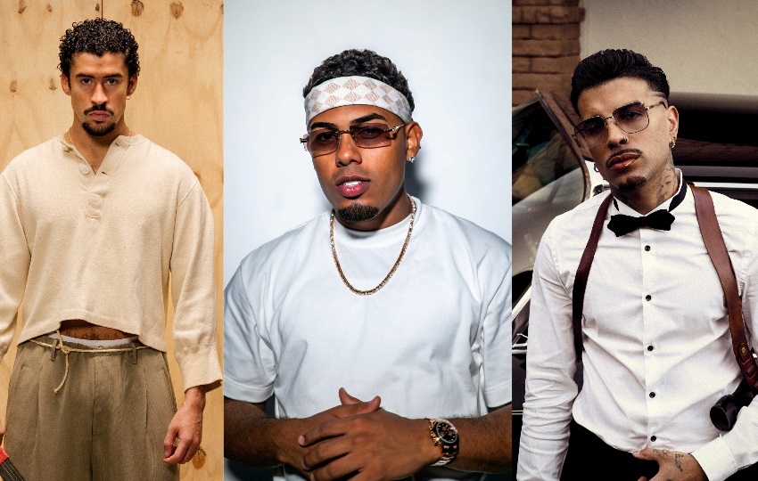 Bad Bunny, Myke Towers y Rauw Alejandro. Fotos: EFE / Televisaunivision