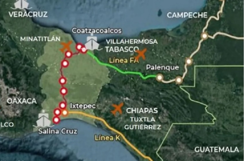 Corredor del Istmo de Tehuantepec, en el sur de México. Ilustración de Internet