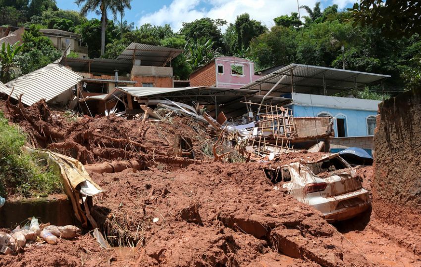 Zona afectada por fuertes lluvias en el barrio 3 Moinhos, en Juiz de Fora (Brasil). Foto: EFE