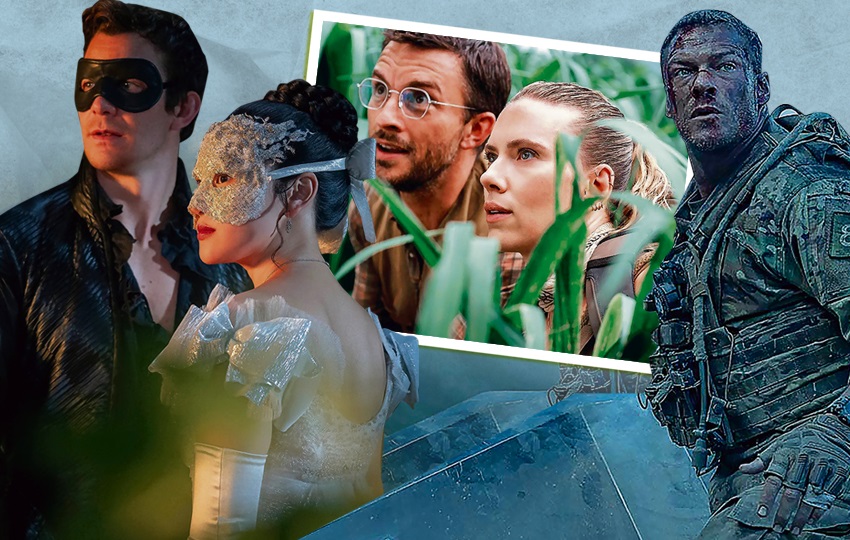 'Bridgerton', 'Jurassic World: Renace' y 'Máquina de guerra'. Fotos: Netflix