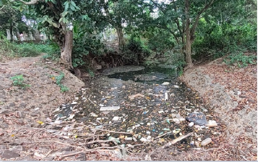  Se ubicó un afluente del río Caimito con una considerable cantidad de desechos contaminantes.