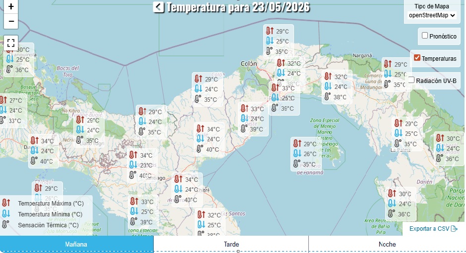 Temperaturas que se esperan para el sábado en horas de la mañana. Foto: Cortesía Temperaturas que se esperan para el sábado en horas de la mañana. Foto: Cortesía
