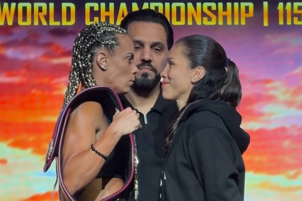 Las estadounidense Jasmine Artiga y la panameña Nataly Delgado. Foto:Captura/ @animalboxing    