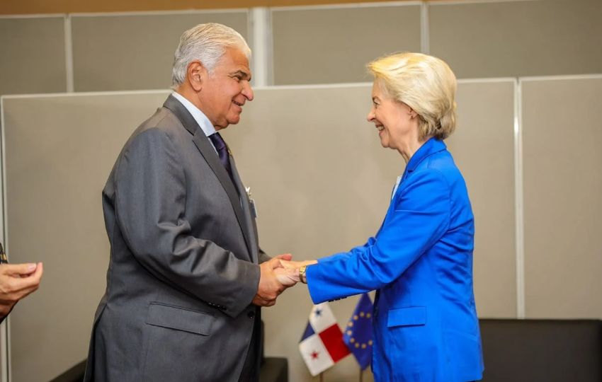 El presidente José Raúl Mulino junto a la presidenta de la Comisión Europea, Ursula von der Leyen. Foto: Cortesía El presidente José Raúl Mulino junto a la presidenta de la Comisión Europea, Ursula von der Leyen. Foto: Cortesía