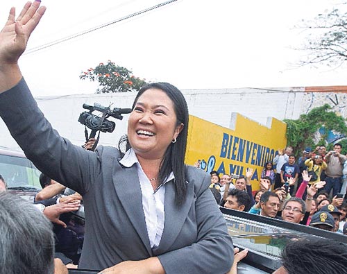<p>Fortaleza. Keiko Fujimori se mostró optimista durante todo el proceso electoral.</p>