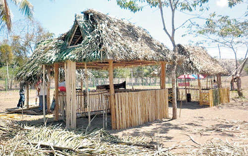 <p>Herramientas. Utilizan materiales como pencas y bambú.</p>