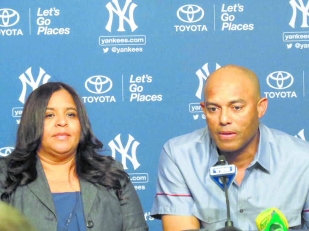 Mariano Rivera al momento de dar su discurso.(AP)