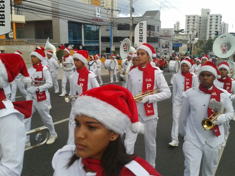 Diferentes delegaciones participan del Desfile de Navidad 2012. Foto/Carlos Lemos.<br>