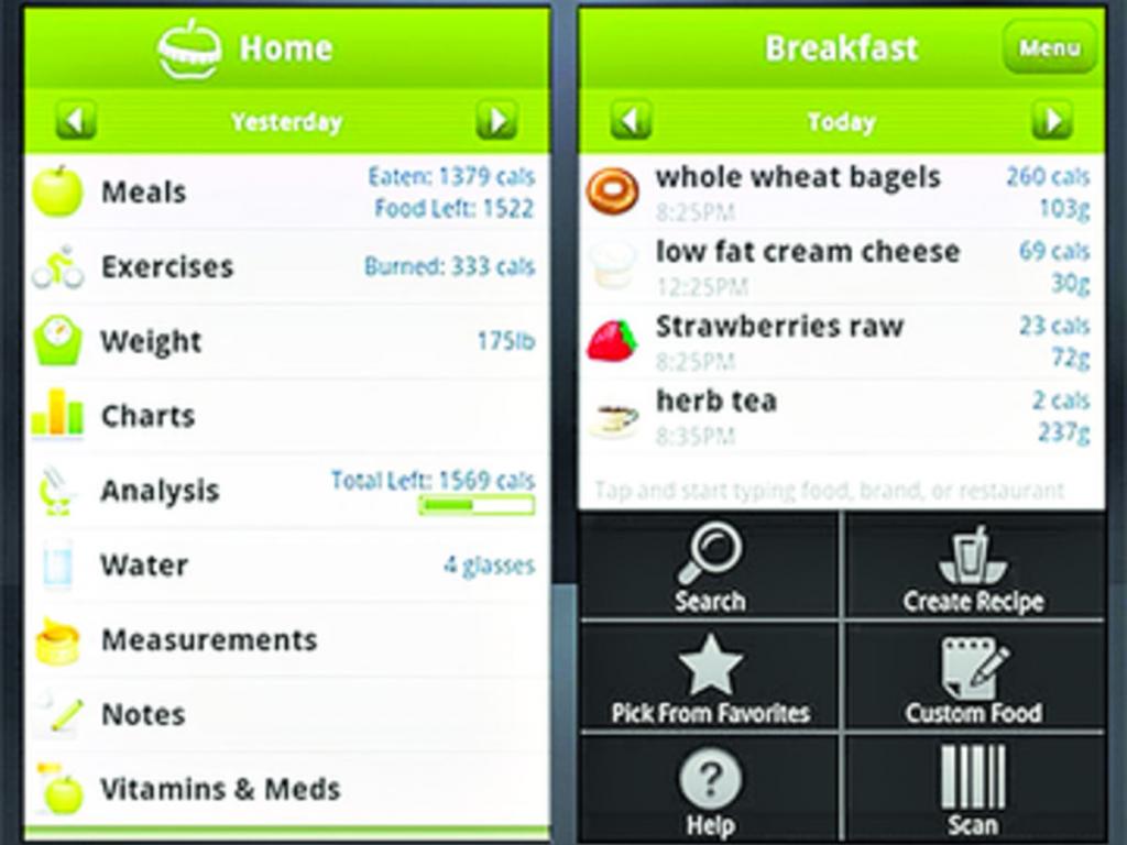 Mynetdiary Pro. El usuario puede vigilar su peso e incluso conocer las calorías de los alimentos. Se puede obtener información detallada sobre los alimentos, así como análisis de lo que se necesita comer y cuánto ejercicio físico hay que practicar para ma