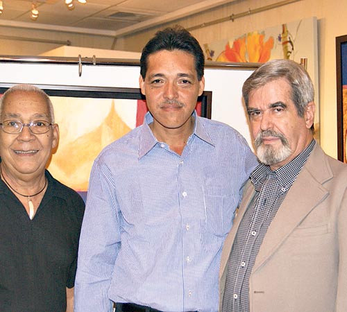<p>Artistas. Mayo Hassán, B. Cruz Oda y José M. Olivella.</p>