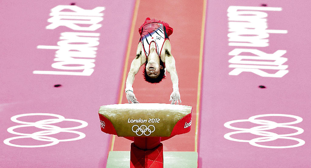 Destreza. Kohei Uchimura durante la modalidad de salto de potro. (AP)