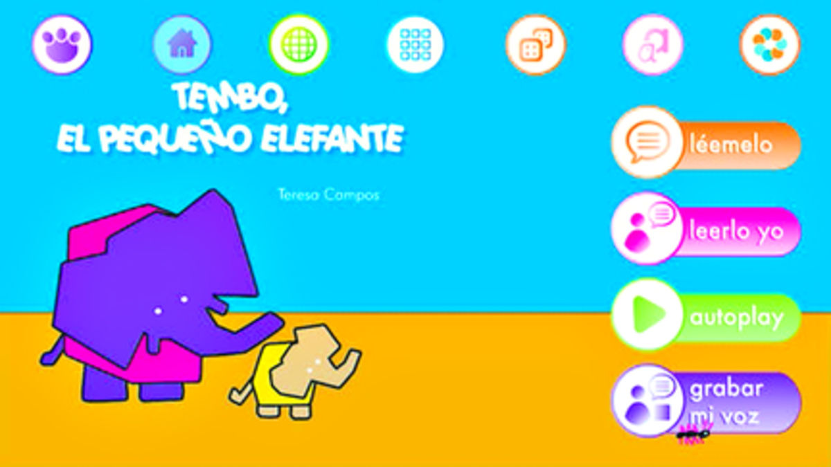 Tembo el elefante. Se trata de BubbleBooks. Una editorial barcelonesa con menos de un año de vida que ya tiene en la Apple Store los 3 primeros cuentos protagonizados por el elefante Tembo.