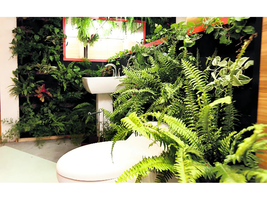 Plantas. Decoración con jardines verticales en el baño.()