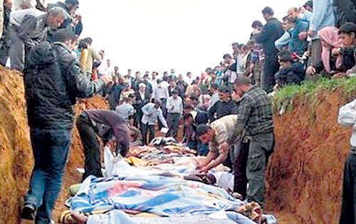 <p>Dolor. Descubren una fosa común con 17 cuerpos de presuntos opositores.</p>
