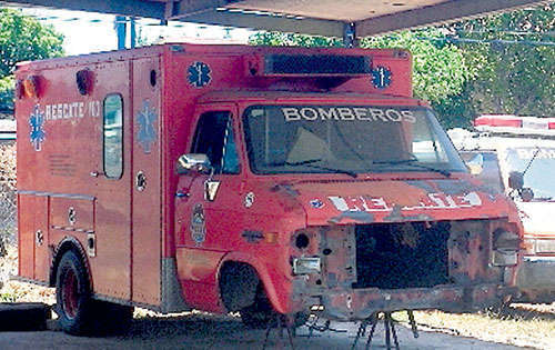 <p>Deterioro. Ambulancia en mal estado.</p>
