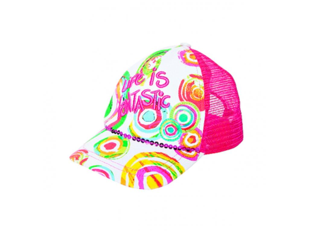 Los accesorios son ideales para complementar los estilos. Esta gorra cuenta con detalles en colores vibrantes y lentejuelas.