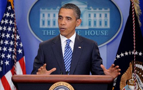 El presidente estadounidense, Barack Obama, pronuncia un discurso sobre los esfuerzos para encontrar una fórmula para la reducción del déficit. Foto/EFE <br>