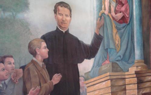 Pintura de San Juan Bosco en la Basílica Menor. Foto/Mellibeth González<br>
