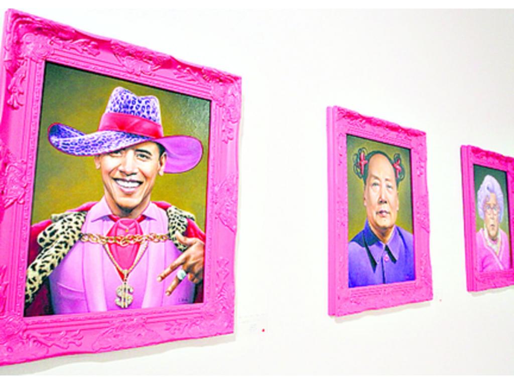 Retratos de B. Obama. M. Zedong y G. Bush, de Scott Scheidly.