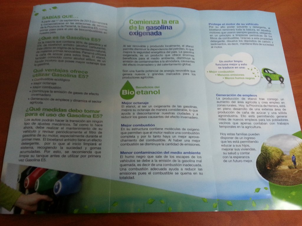 Panfletos difundidos para hacer docencia sobre uso del etanol.