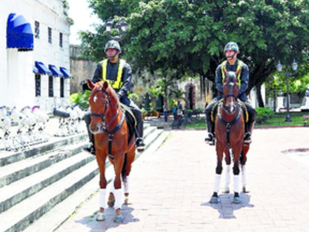 Policías se pasearon a caballo, estilo europeo.