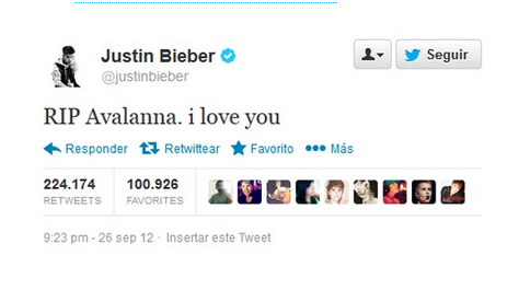 Tuit de Justin Bieber. Foto: captura de pantalla de internet.<br>
